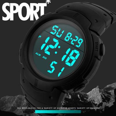 Reloj de pulsera deportivo de goma con fecha y cronómetro Digital LCD para hombre resistente al agua a la moda