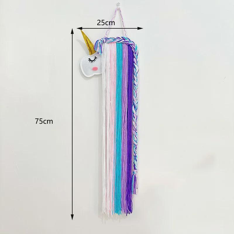 Unicorn Kids' Hairpin Storage Rack - Wall-Mounted Felt Animal Head for Children's Room Decor