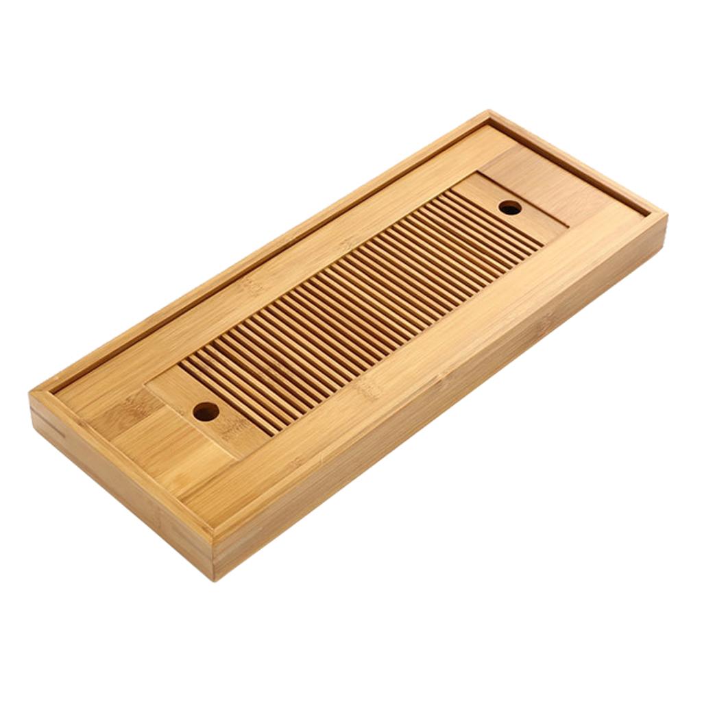 Bamboo Tea Tray Reservoir Classic Polished Tea Table Tray Tea Board for Chinese Kungfu Tea Ceremony Small