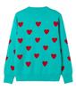 Women's Heart Shape Jacquard Knit Sweater - European & Korean Style, Loose Fit for Autumn/Winter