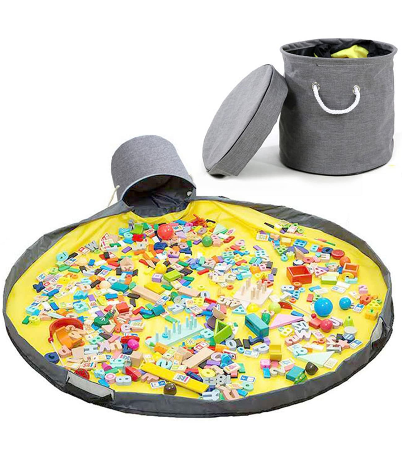 

Samcos Toy Storage Bag, Kids Play Mat, Foldable, Large Capacity, 150cm Diameter, Storage Basket with Lid, Baby Shower Gift, Birthday Present, Easy