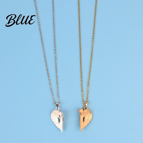 Ensemble Collier Pendentif Cœur d'Ange 1 Collier assortis pour Couple Magnétique