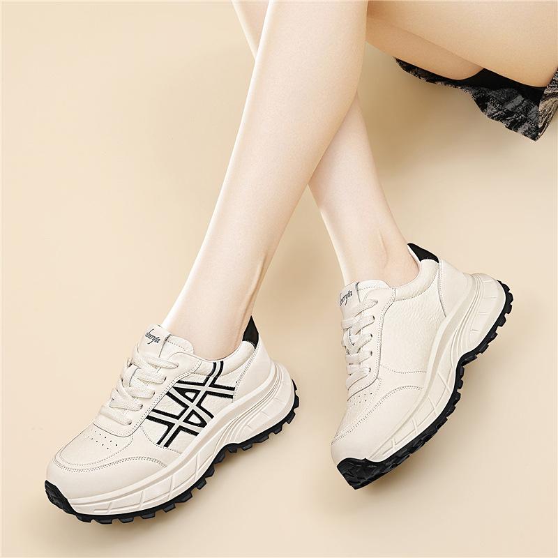 

Autumn and winter new thick-soled heightening dad shoes fashionable round head lace-up casual sports versatile women s shoes 35