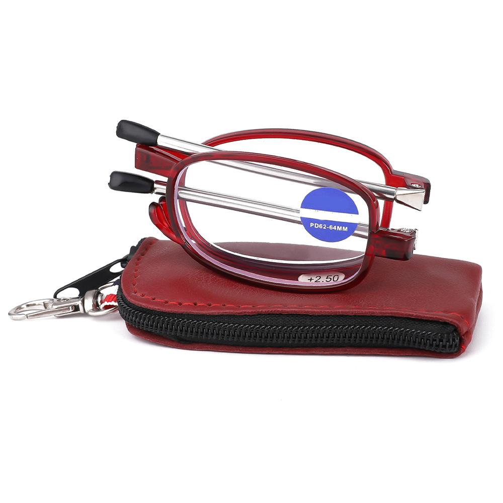 

Ultra Thin Folding Reading Glasses For Men Women Metal Frame Comes With Portable Flat Hard Case +4.0