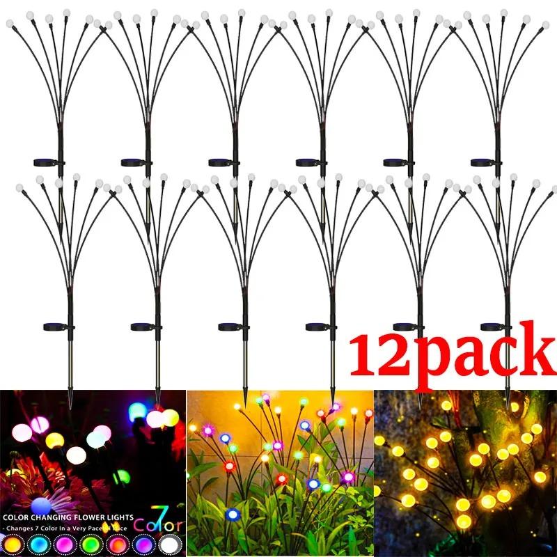 18PC Solar Garden Lights Powered Firefly Lights Outdoor Waterproof Vibrant Garden Lights for Patio Pathway Decoration,Warm