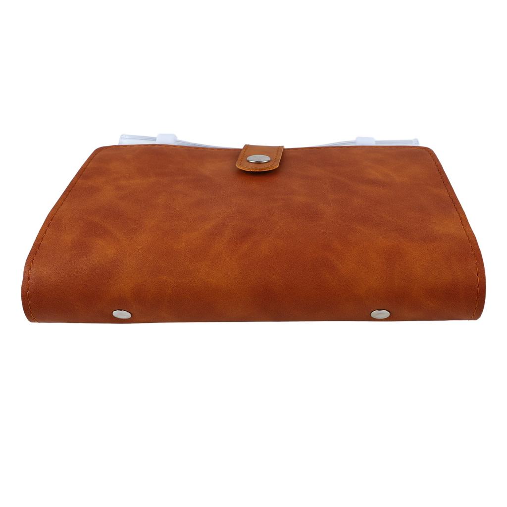 Budget Binder A6 Multiple Pockets Stainless Steel Rings PU Leather Cover Portfolio Binder for Office School Business