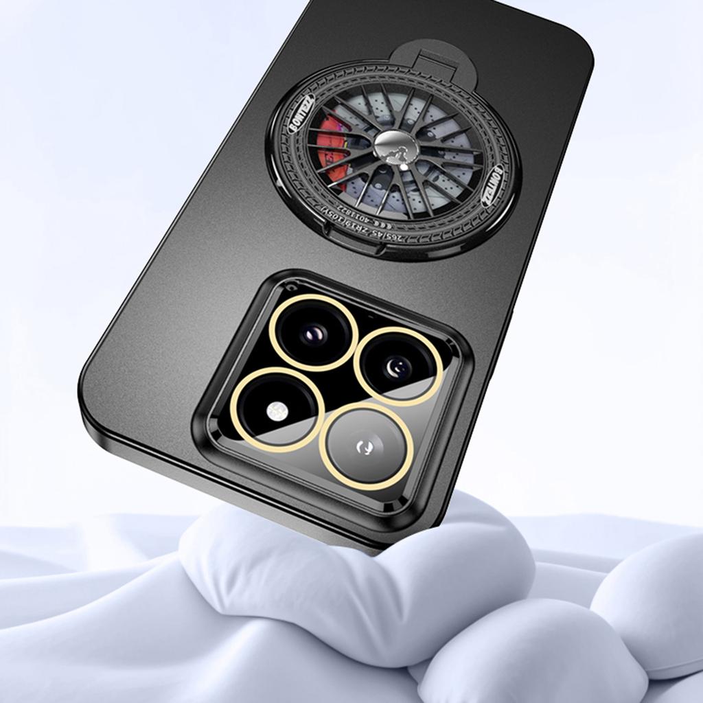 VOERO For Xiaomi 14 Pro PC Case Rotating Gyro Kickstand Phone Case with Lens Film