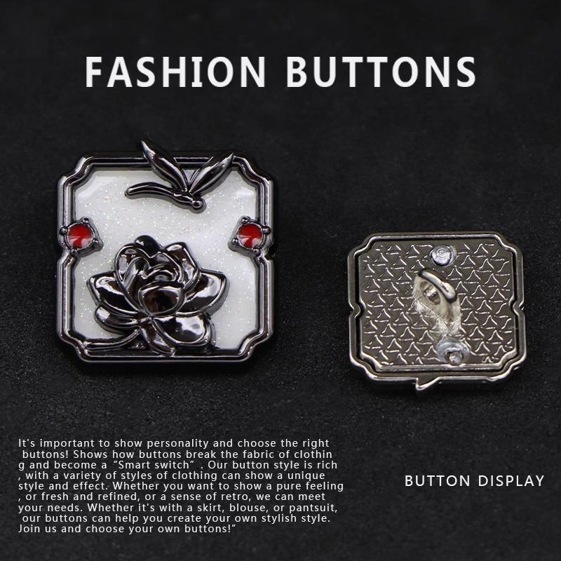 10Pcs Shirt Buttons High-End Exquisite National Style Metal Square Wool Clothes Cardigan Shirt High-End Buttons