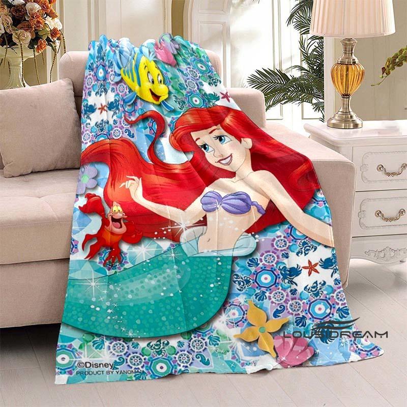 3D Printed Cute Cartoon The Little Mermaid Blanket, Home & Travel Blanket, Soft and Fluffy Winter Blanket Gift for Children and