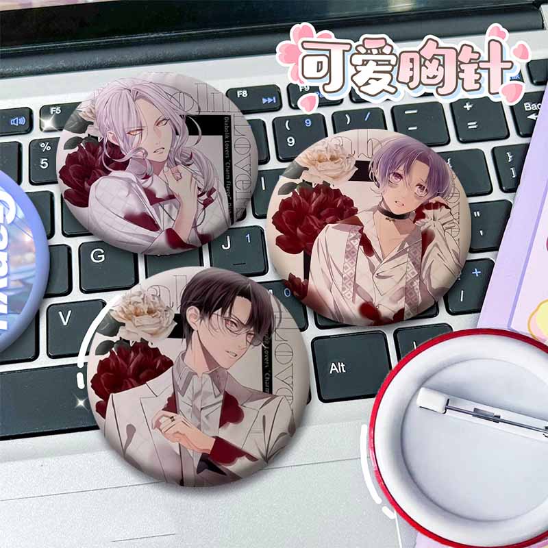 Hot Game Series Diabolik Lovers Soft Button Pins Cartoon Round Brooch on Backpack Ayato Kanato Laito Jewelry Badge Friend Gifts