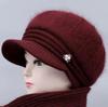 Plush Rabbit Fur Knit Winter Hat for Women & Seniors