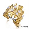 Stainless Steel Flower Ring Women Leopard Irregular White Mother of Pearl Stackable Open Ring Retro Colorfast Banquet Jewelry