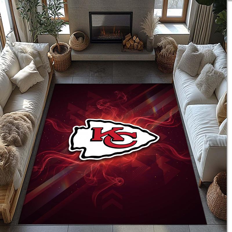 Tappeto in Velluto di Cristallo Kansas City Chiefs Morbido Anti?Tappetino Antiscivolo Comodo per Casa Soggiorno Camera da Letto Tappeto Decorativo