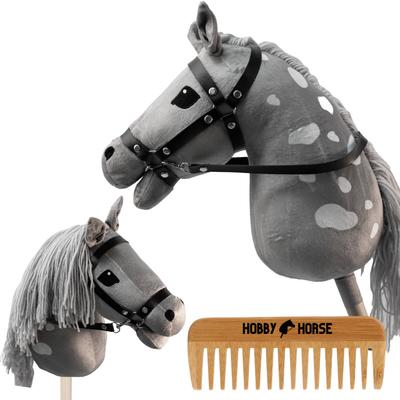 Hobby Horse Horse On A Stick Horse Horse Head Grey With White + Comb [M-Hobbyhorse7]