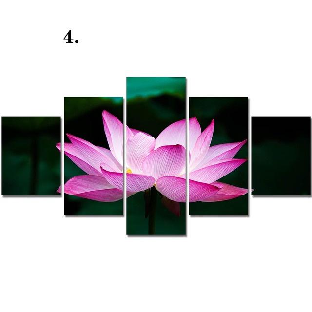 Modular Canvas Painting 5 Pieces Lotus Flower Picture HD Prints Wall Art for Living Room Home Decor Modern Style No Frame Poster