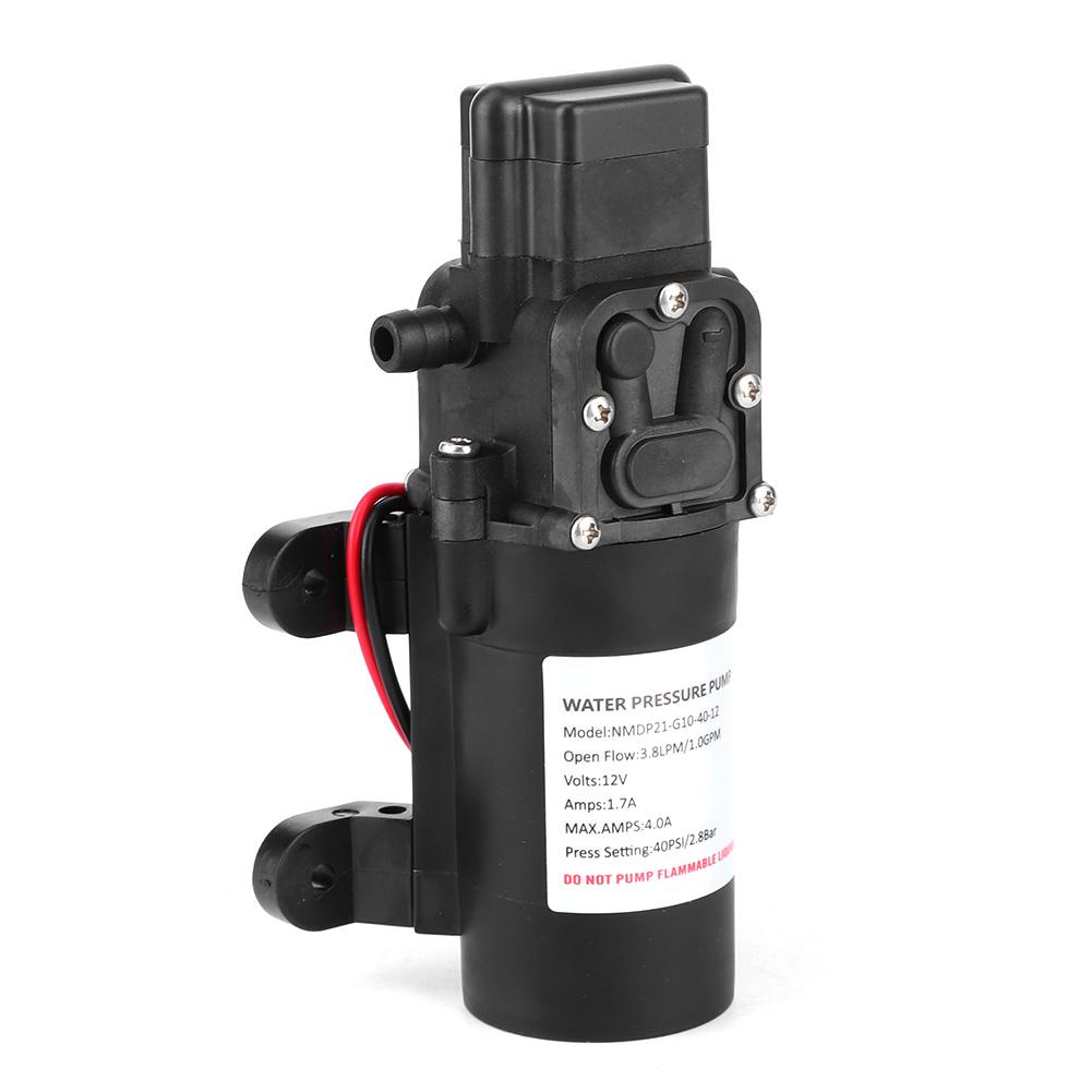 12V DC 1.0GPM 40PSI Diaphragm Pump High Pressure Self Priming 3 8in Barb Port for Car RV