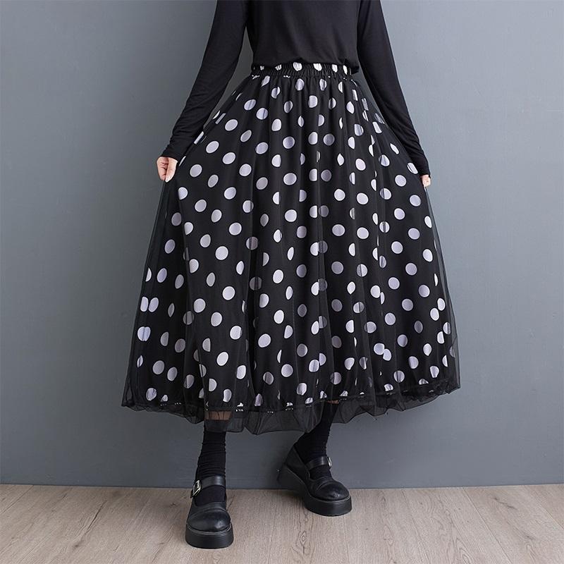 Mesh Plus Size High Waist Vintage Spring Summer Autumn Casual Loose Long for Woman Skirts Womens Skirt