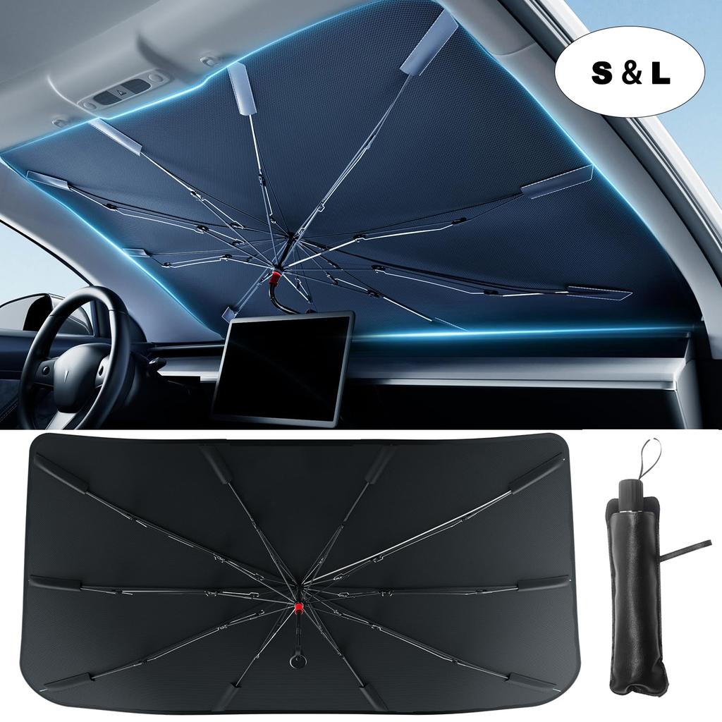 2024 Car Windshield Sun Shade Umbrella Foldable Sunshade Front Window Cover for UV Block Heat Protection Protector ParasolWindshield Sunshades 1