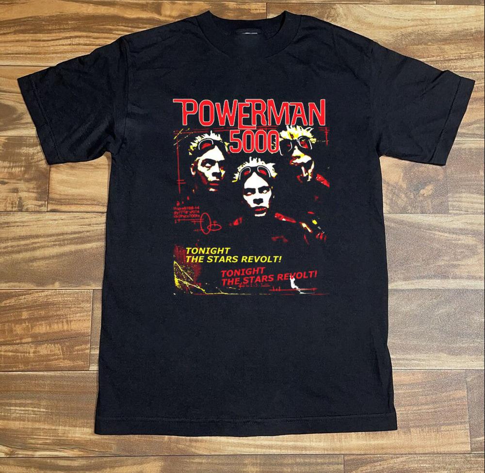 Powerman 5000 Stars Revolt Tour Short Cotton T-Shirt Unisex All Size Unisex T-Shirt M