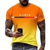 Fashion T-shirt For Men Gradient Color Paris Graphic 3D Printed T-shirts Casual Short sleeved Tees Oversized Men's Clothing Tops