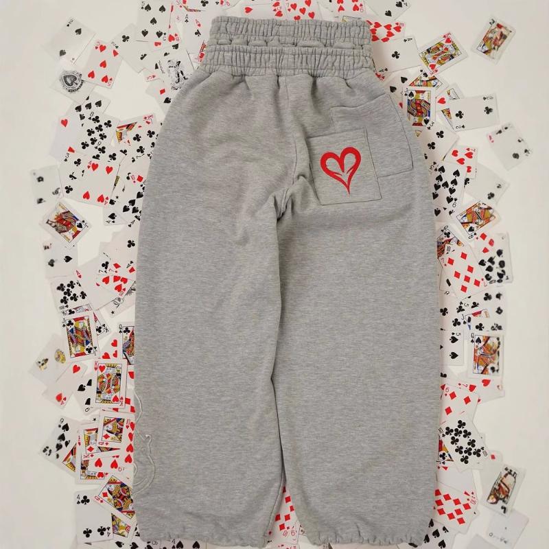 European and American Y2K Street Casual Double Waisted Embroidered Drawstring Design Sports Loose Fit Sweatpants