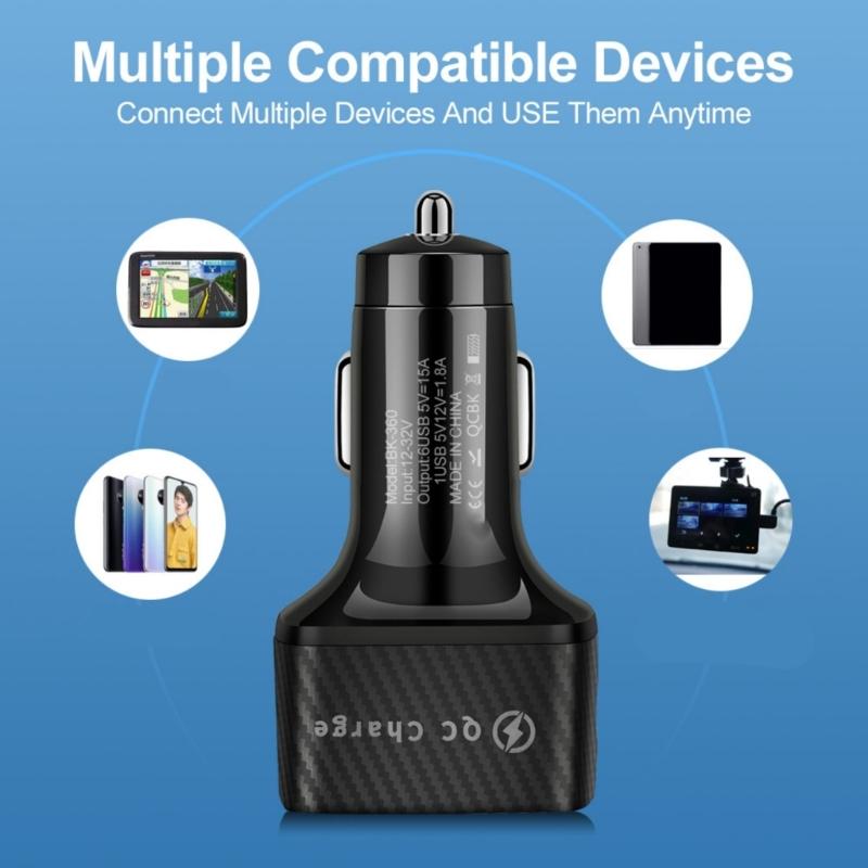 6 Port USB Car Charger QC3.0 30W Auto Adapter for Cigarettes Lighter Safe and Efficient Charging Solution