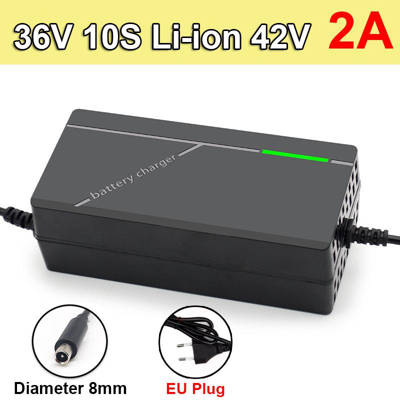 

36V Unicycle Electric Bicycle Scooter Charger For 42V 10S Lithium Battery Pack Charging 8mm Diameter Power Adapter Overcharge Protection For Xiaomi 36V 2A EU Plug чорний