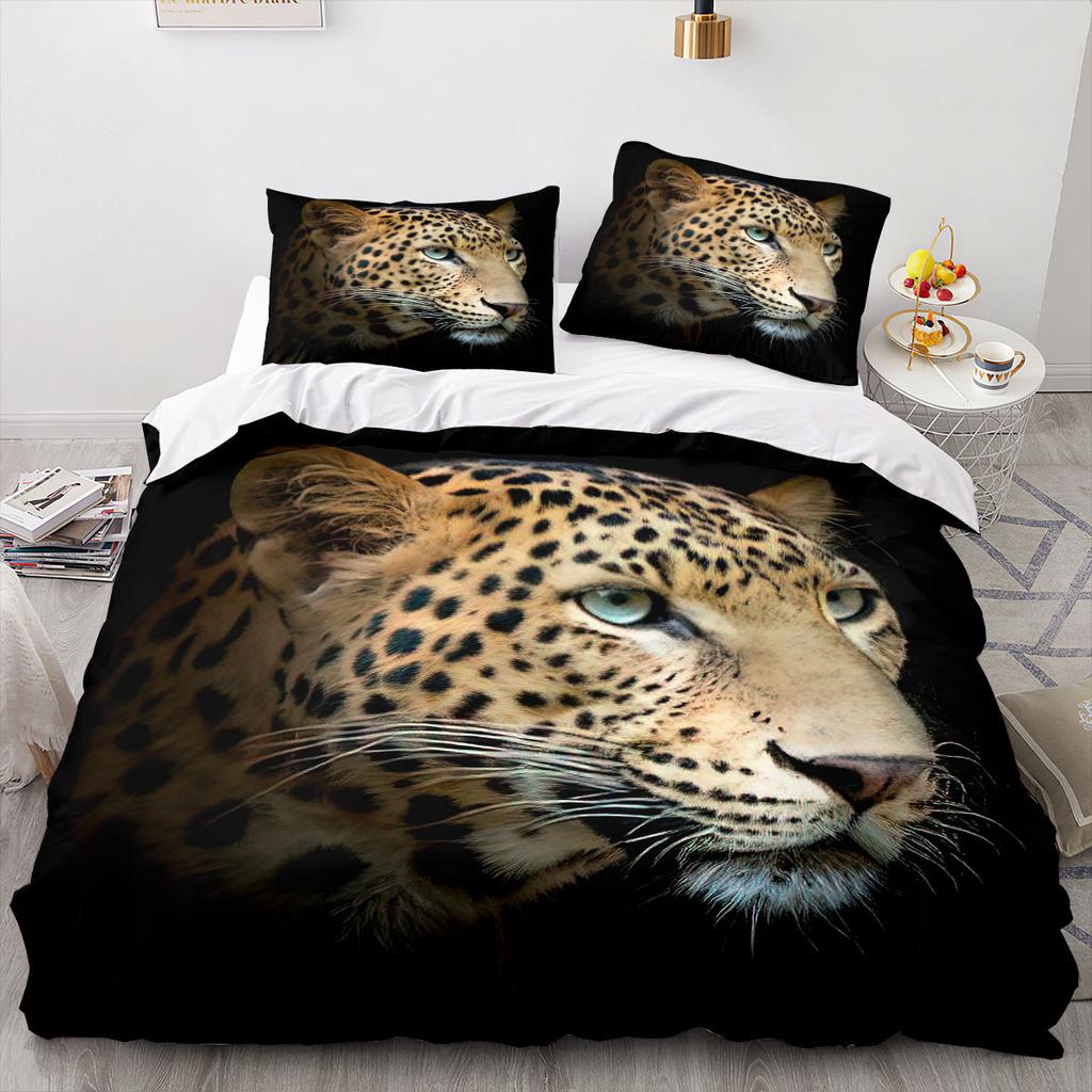 Leopard Duvet Cover King Queen Size Brown Cheetah Bedding Set For Kids Teens Adults Wild Animal 2/3pcs Polyester Comforter Cover