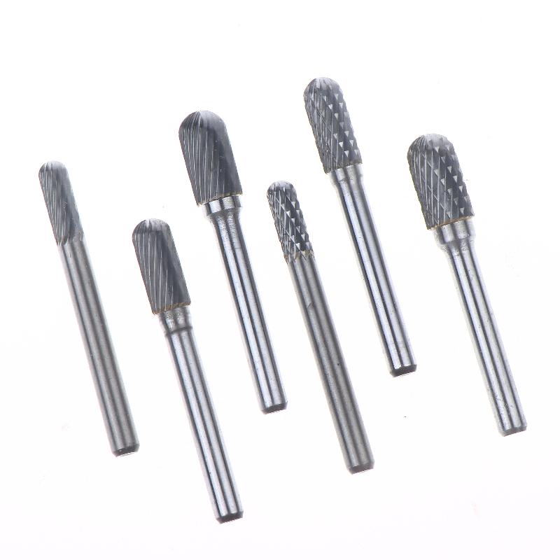 Tungsten Carbide Rotary File Burr Style C Ball Nose Cylinder 6Mm 1/4 Shank Mould Carving Tools Single Cut Milling Cutter