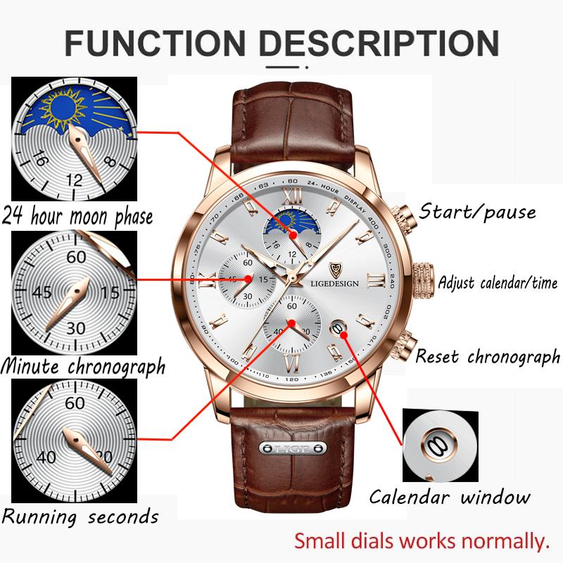 Herrenuhr Business Herrenuhren Marke Luxus Leder Wasserdicht Sport Quarz Chronograph Militäruhr Herren Uhr