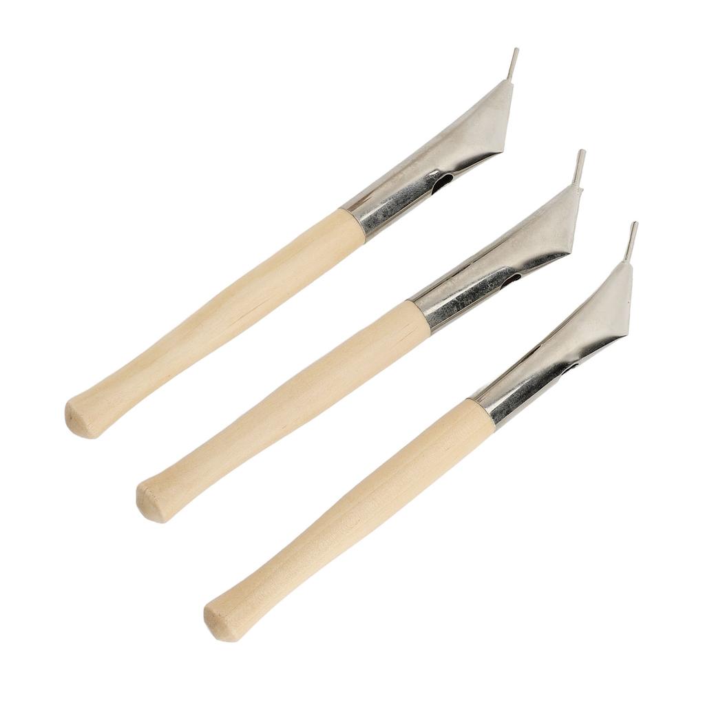 3Pcs Pottery Batik Printing Pen Drawing On Fabric Cloth Beech and Stainless Steel Clay Carving Tools