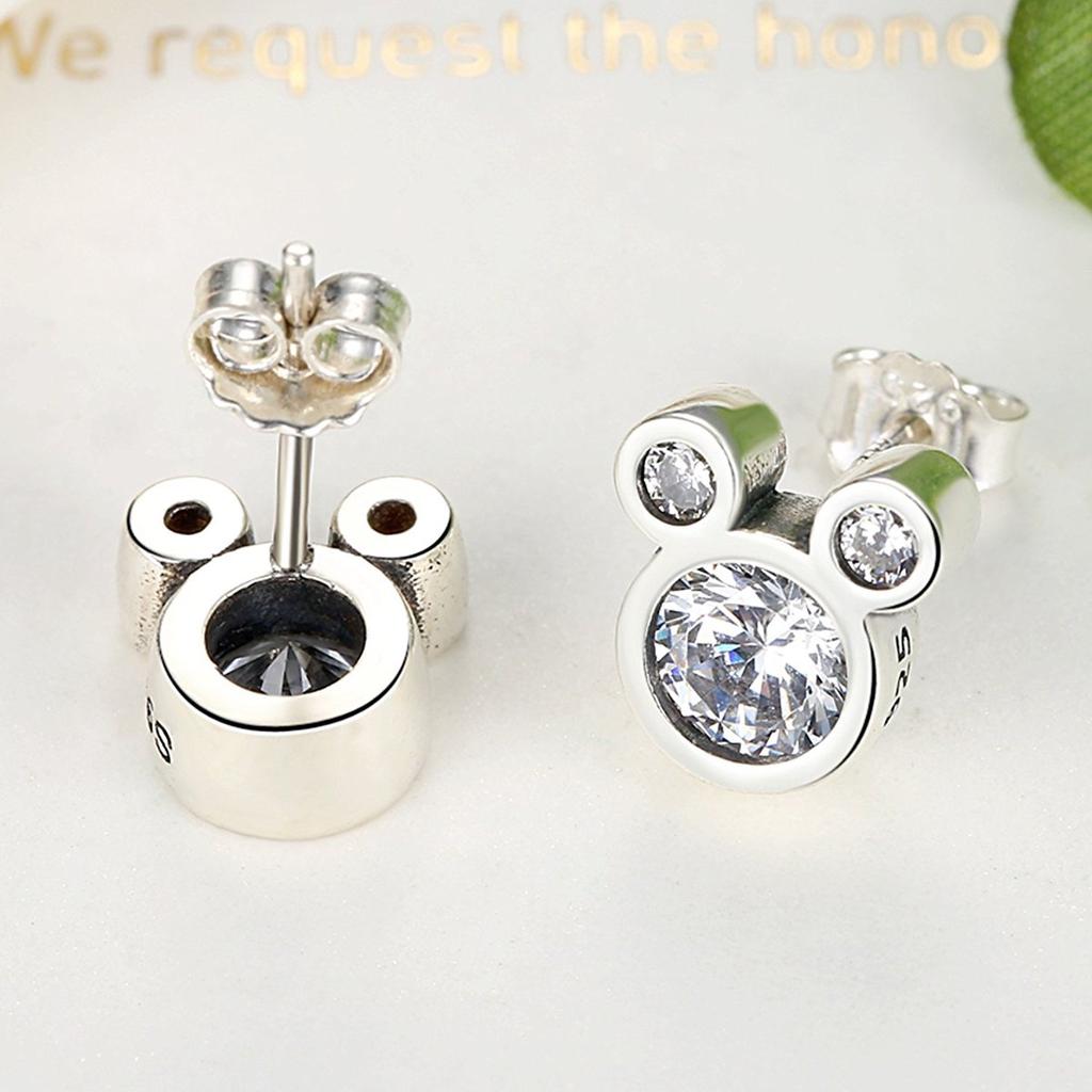 Mickey Mouse Flash Diamond Zircon Stud Earrings, Women's European, American, Ear Jewelry