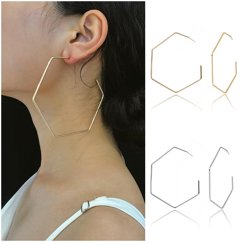

Металлические серьги с персонализированным контуром, простые шестиугольные серьги с геометрическим отверстием, женские