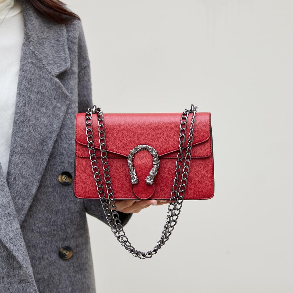 Autumn and Winter New Fashionable Lychee Pattern Same Chain Bag Single Shoulder Oblique Span Women's Bag