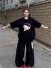 Women's Black Pure Cotton Loose-Fit Short-Sleeve T-Shirt - High Street Trend, Summer 2026, Plus Size 300 Jin