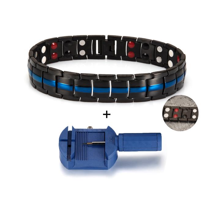 Black Bracelet Men Hand Chain Waterproof Health Germanium Magnetic Therapy Bracelet Male Benefits Stainless Steel Bracelets Mens