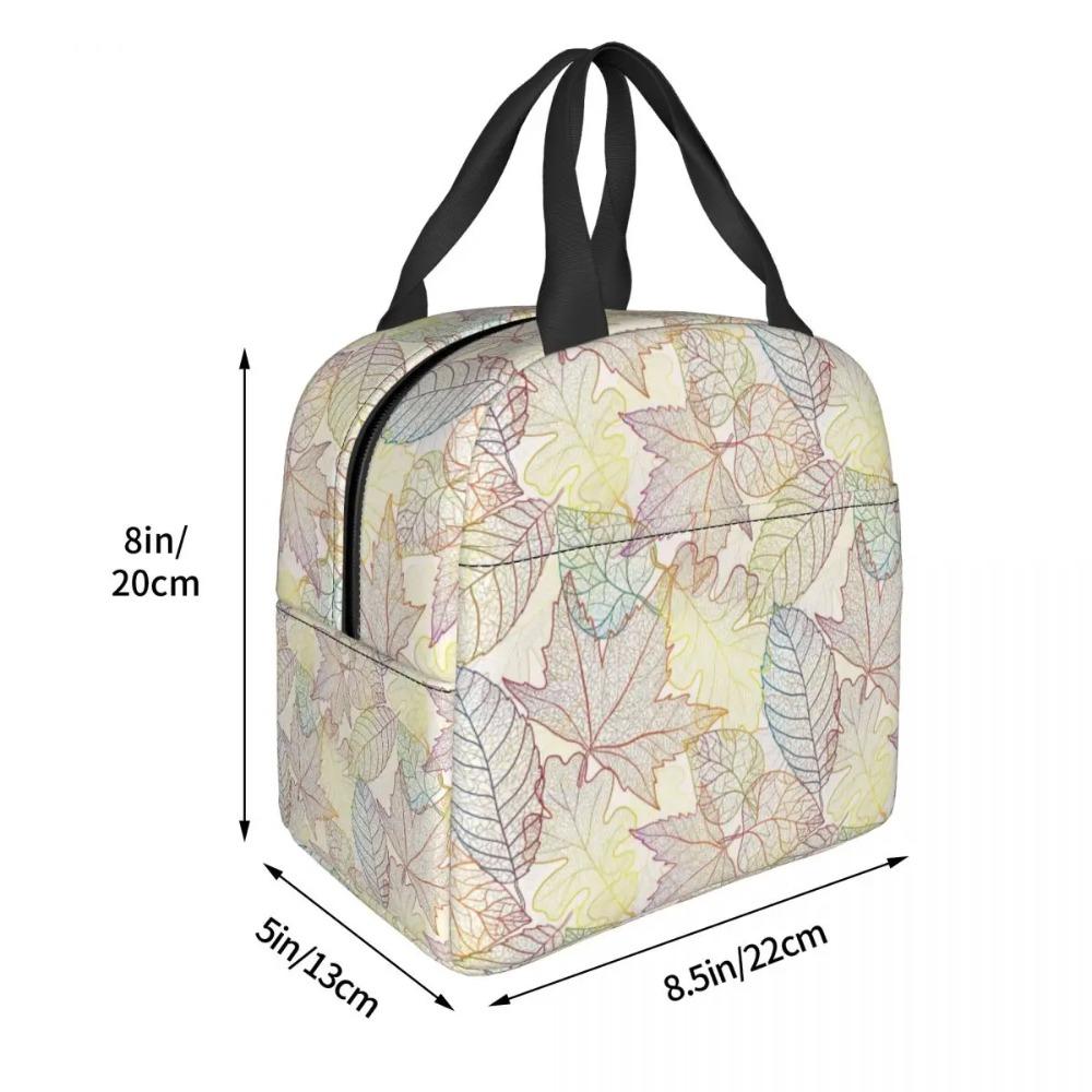 Colorful Leaves Leaf Vein Pattern Insulated Lunch Bag for Women Children Leakproof Food Boxes Thermal Lunch Box Tote