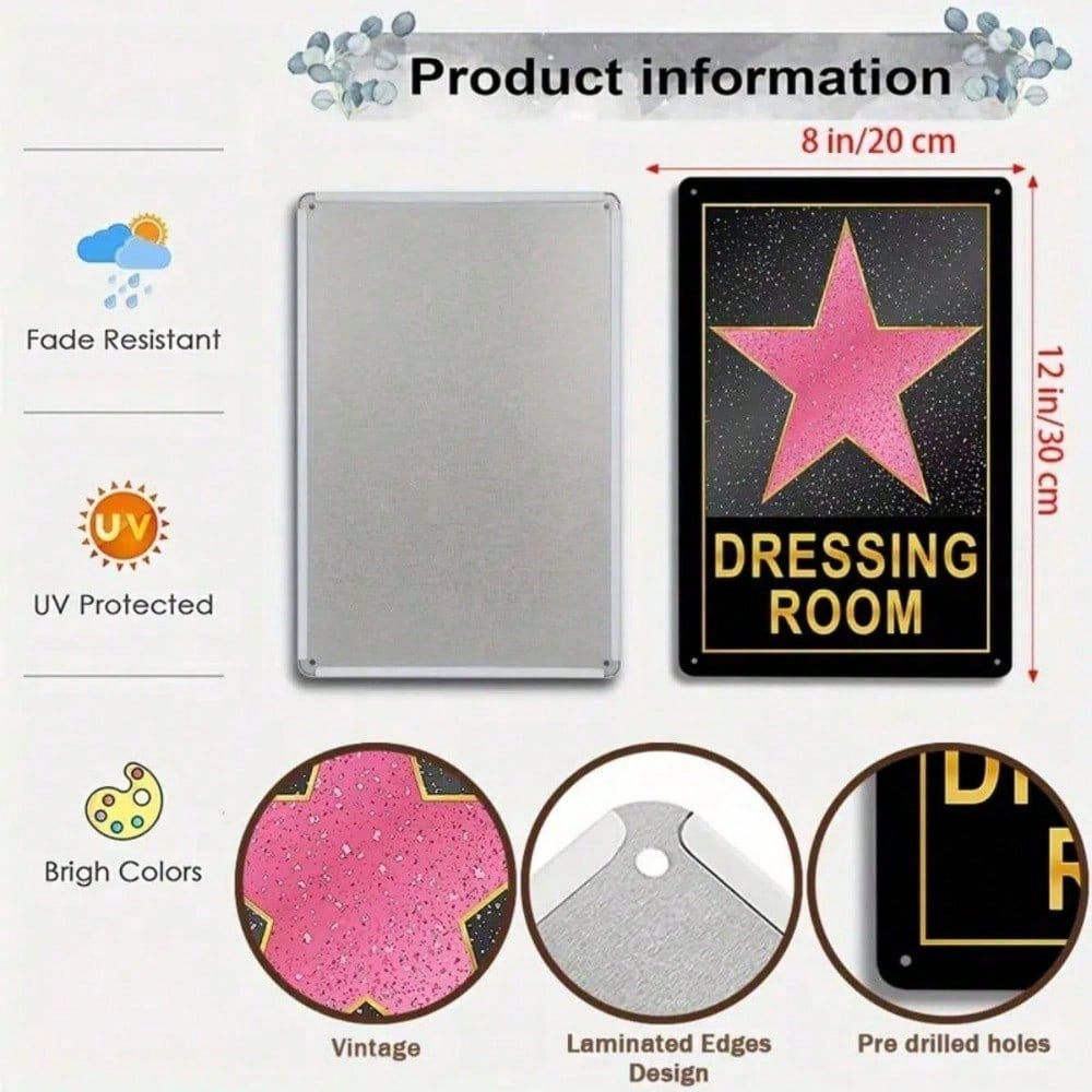 

Vintage Metal Tin Sign Art Decor Pink Star Poster for Girls Room Wall Decor Birthday Gift 20x30cm разноцветный