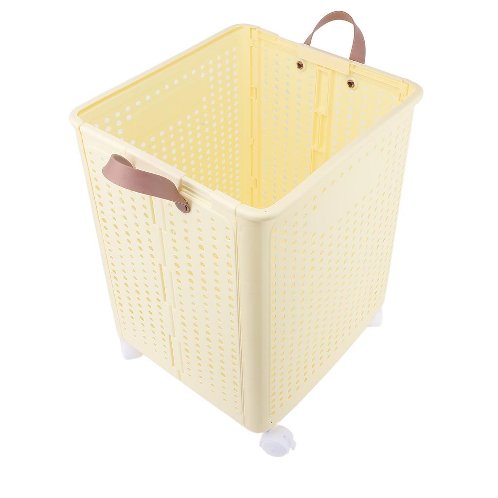 Foldable Laundry Basket with 4 Wheels Space Saving Portable Storage Hamper for Clothing Toys Home Sundries