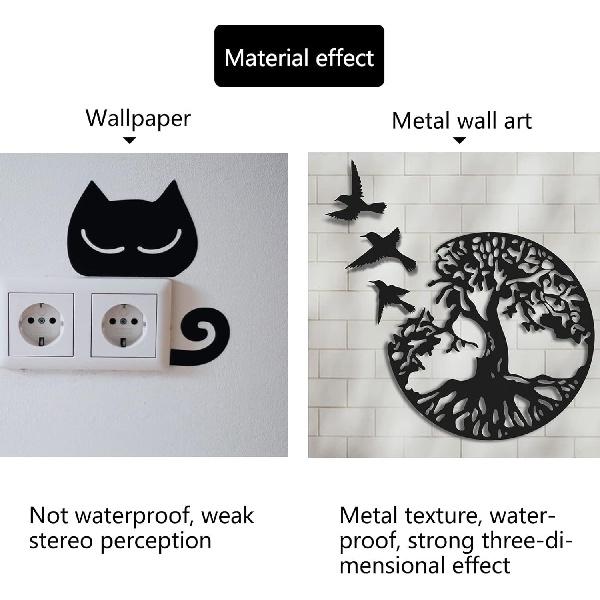 WINUSD Tree of Life Metal Wall Art, 4PCS Tree of Life and Birds of Peace Wall Plaque Decorative Garden Art Hanging Sculpture, Tree of Life Decor,