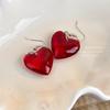 Sweet Transparent Red Glass Earrings Women Candy Color Heart Pendant Hook Ear Jewelry