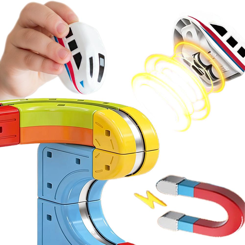 Rechargeable Magnetic Electric Train Kids Educational Toy Expansion Pack Compatible with Magnetic Flexible Tracks Interactive