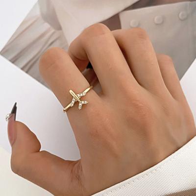 Girls Ring Casual Opening Copper Female Ring Dazzling Rhinestone Airplane Ladies Ring Female Ring Jewelry Accessories