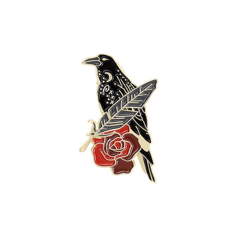 Flying Unique Colorful Crow Brooch Stylish Geometric Alloy Pin Ideal For Trendy Lovers Fashion
