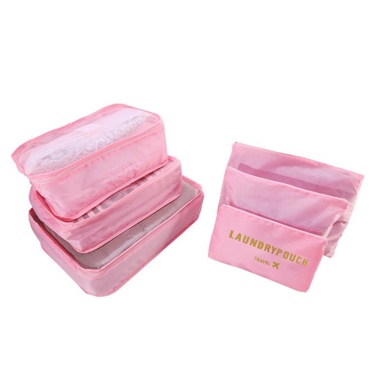 6 PCS Travel Storage Bag Set for Clothes Tidy Organizer Wardrobe Suitcase Pouch Travel Organizer Bag Case Shoes Packing Cube Bag