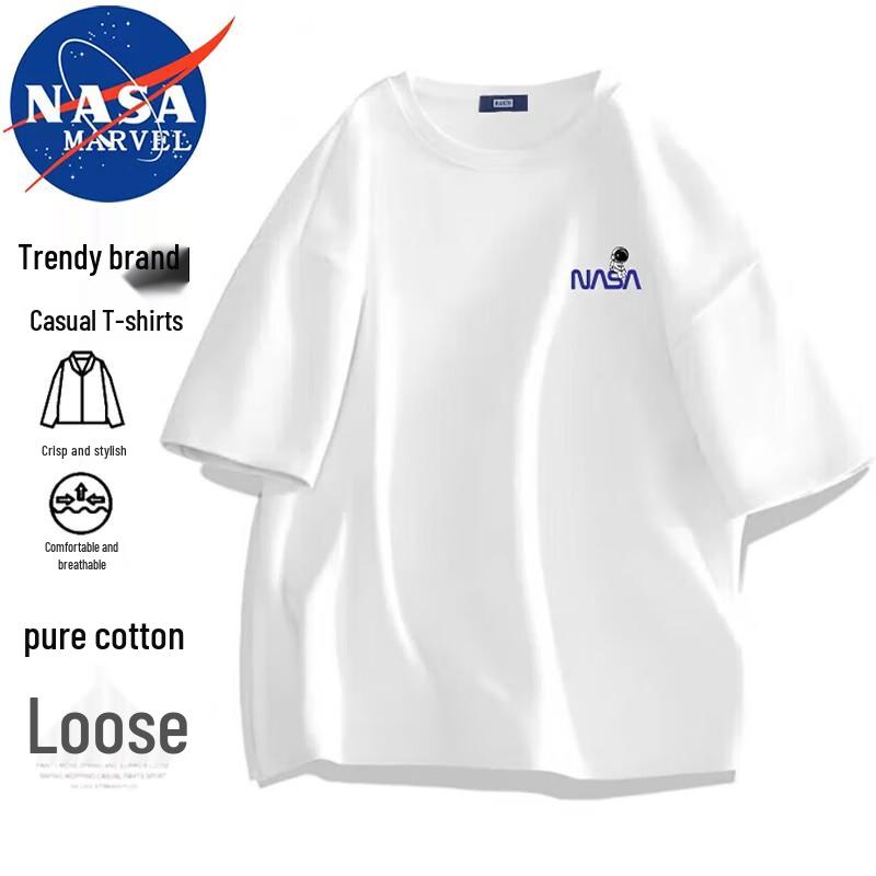 NASA Marvel Unisex Loose Fit Crewneck Cotton T-Shirt