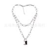 European and American personalized punk hip-hop jewelry, lock-shaped double-layer thick chain versatile sweater chain, geometric retro necklace