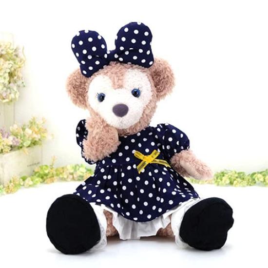 Cushu Cush Duffy and ShellieMay Costume Toy Sold Made In Cute Navy Polka Dot and Shoes (Plush Separately) Japan, Dress, Headband, Petticoat, (4-Piece