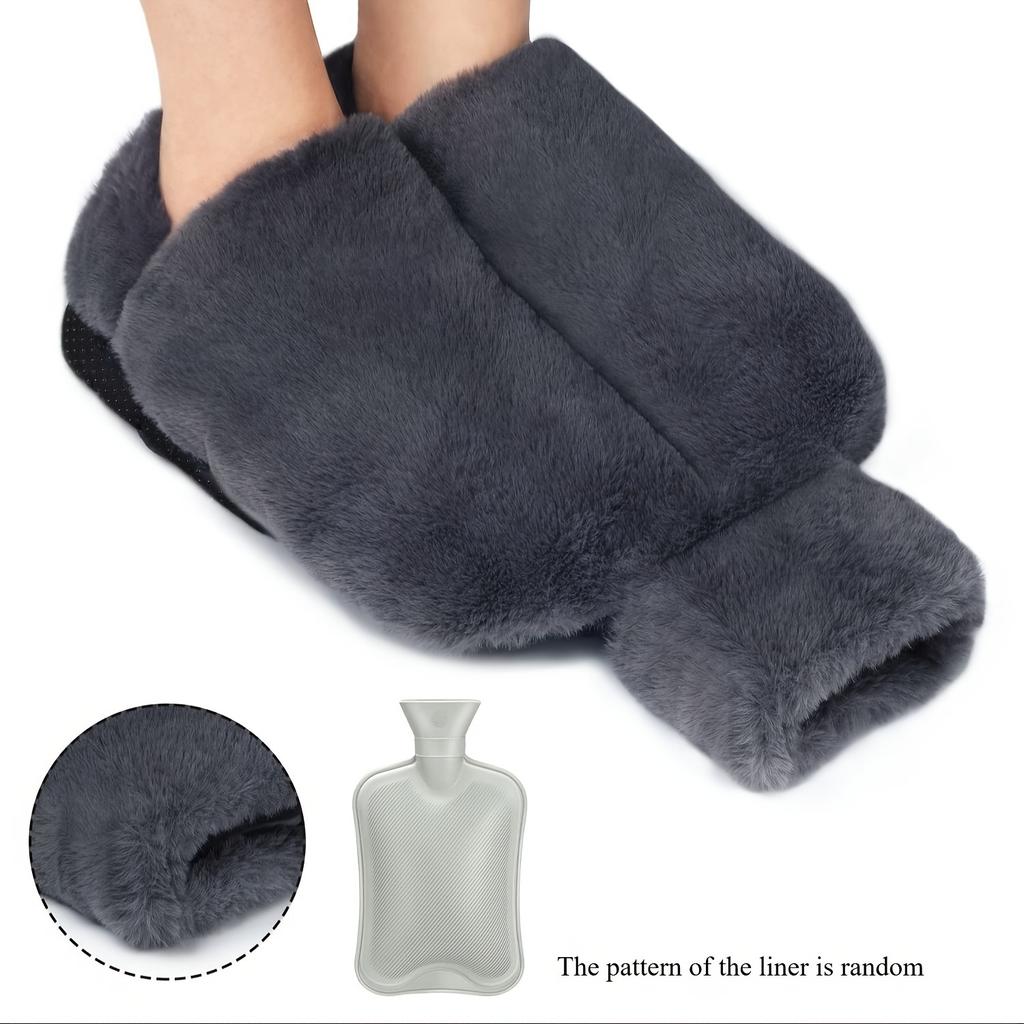 2L Large Non-Electric Hot Water Bottle - Super Soft Plush Cover Rubber Warmer Multi-Use for Hands Feet Warmth Home Office Winter
