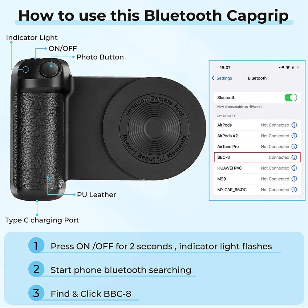 Smartphone Magnetic Camera Handle Bluetooth Bracket for Video Photo Shooting